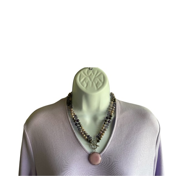 Susan Graver Convertible Toggle Necklace Purple - Picture 1 of 7